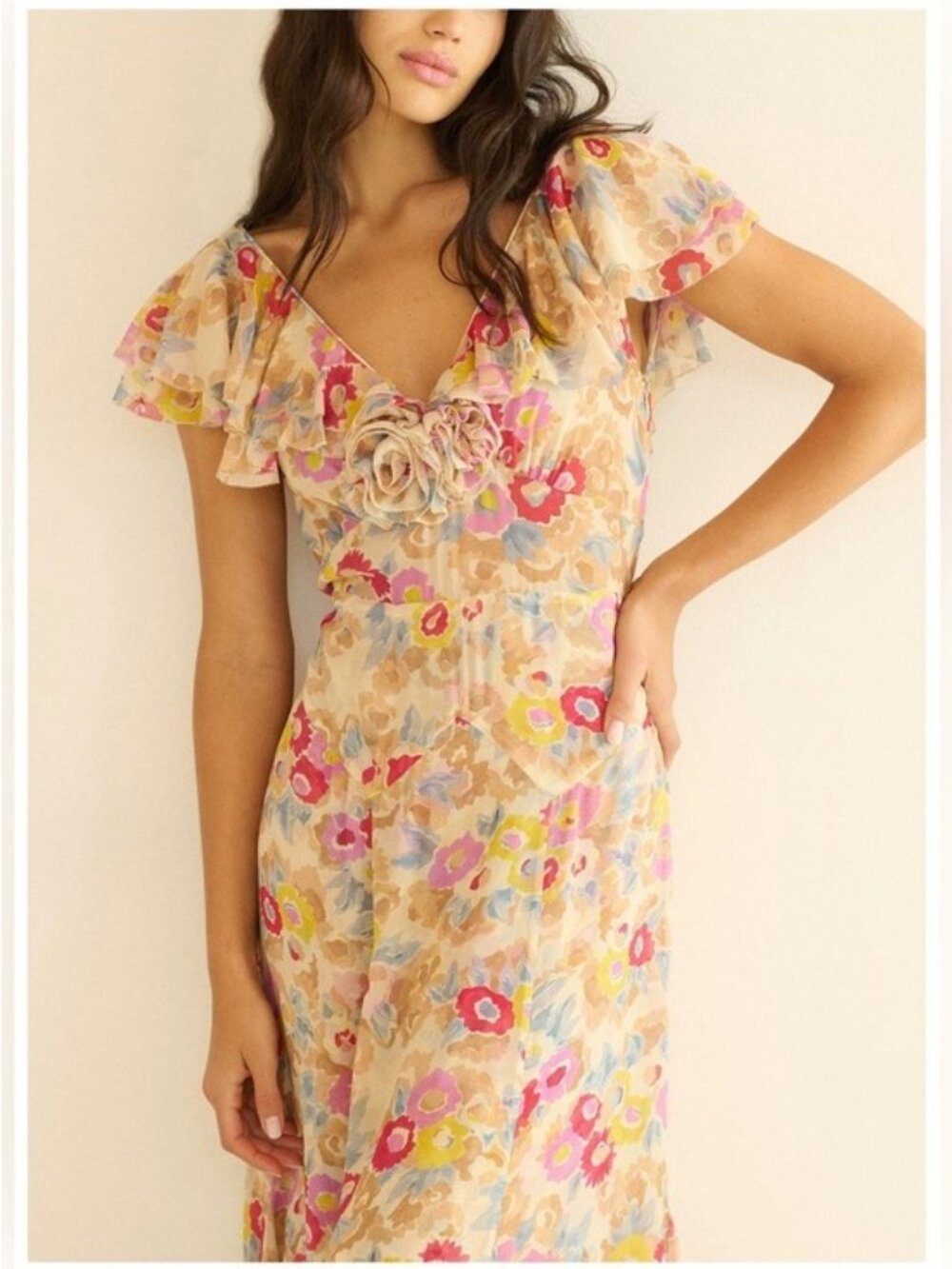 DOEN AMÉRELLE DRESSIN JARDIN DE CAMELIAS Floral V-Neck Maxi Dress, XS - Picture 9 of 9